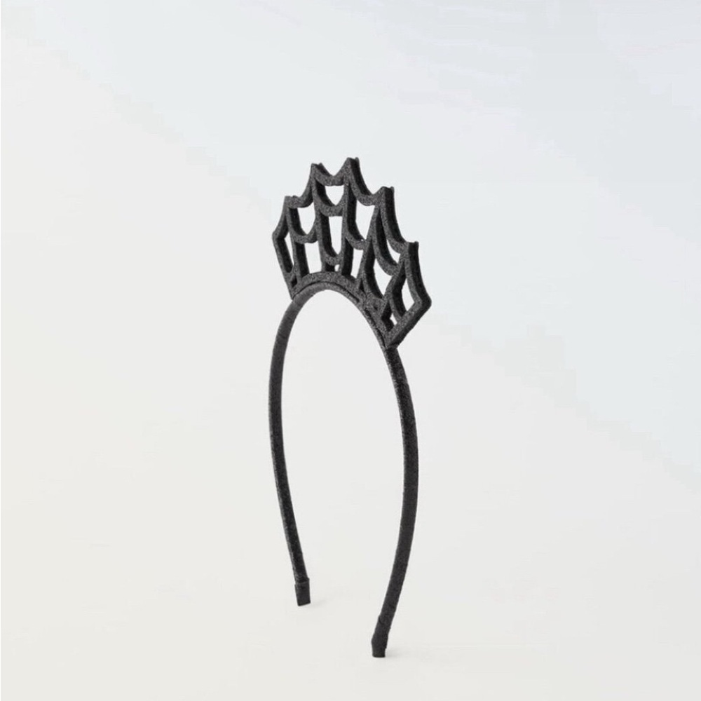 NWT Zara girls kids Black glitter spider web Crown Headband Halloween costume